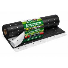 Агроволокно для мульчирования Agreen 50 г/м² чёрно-белое с перфорацией (рулон 1.07×100 м) 
