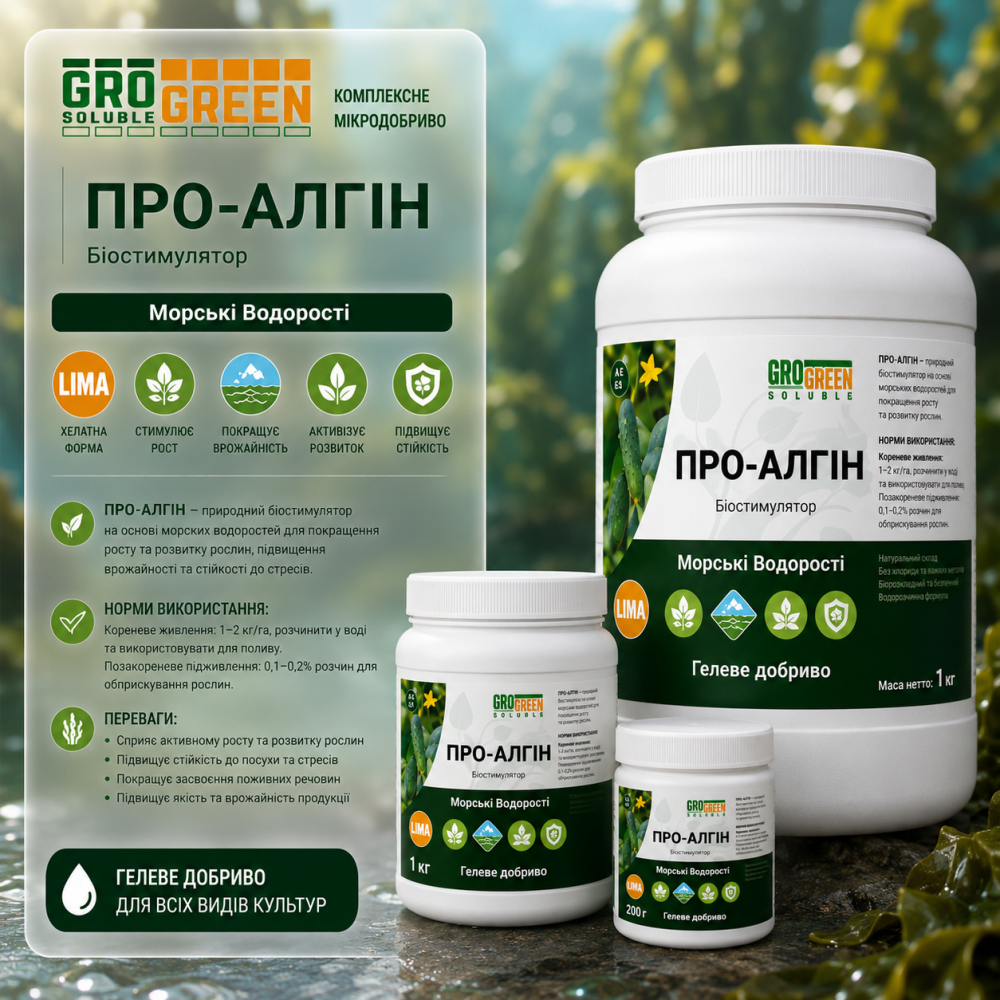 Гелеве добриво ГроГрін Про-Алгін > GroGreen Pro-Algin > 200 гр | 1 кг | 5 кг