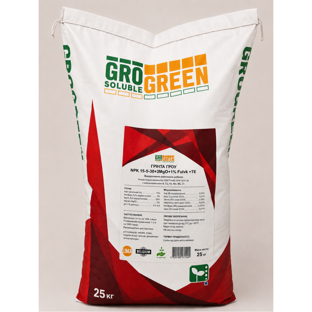 Удобрение ГроГрин Гринта Гроу 15-5-30 > GroGreen Grinta Grow > 25 кг