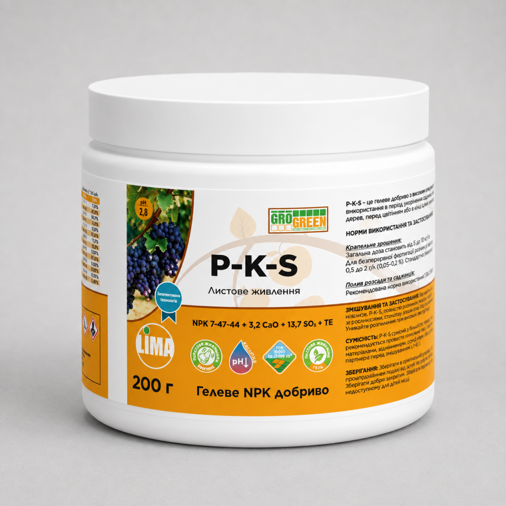 Гелевое удобрение GroGreen P-K-S > 200 гр | 1 кг | 5 кг