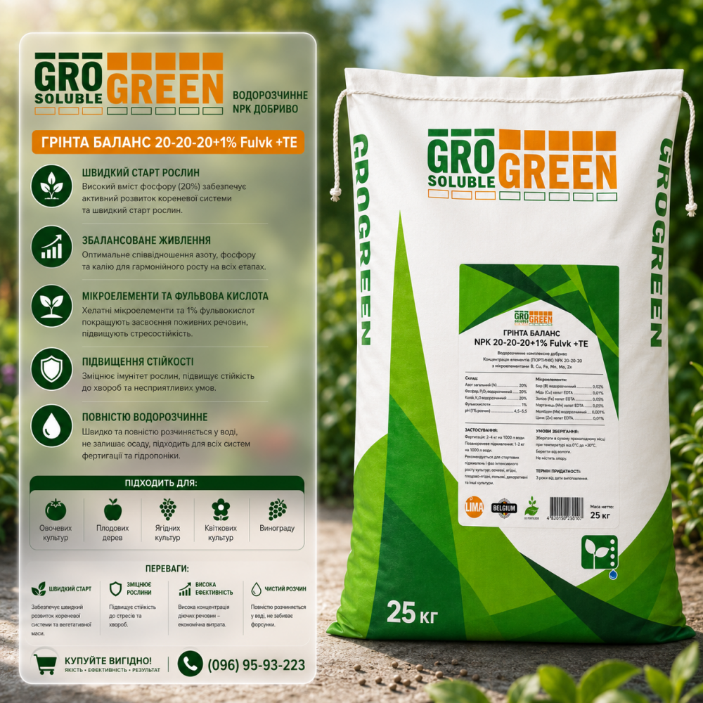 ГроГрін Грінта Баланс 20-20-20 > GroGreen Grinta Balance > 25 кг