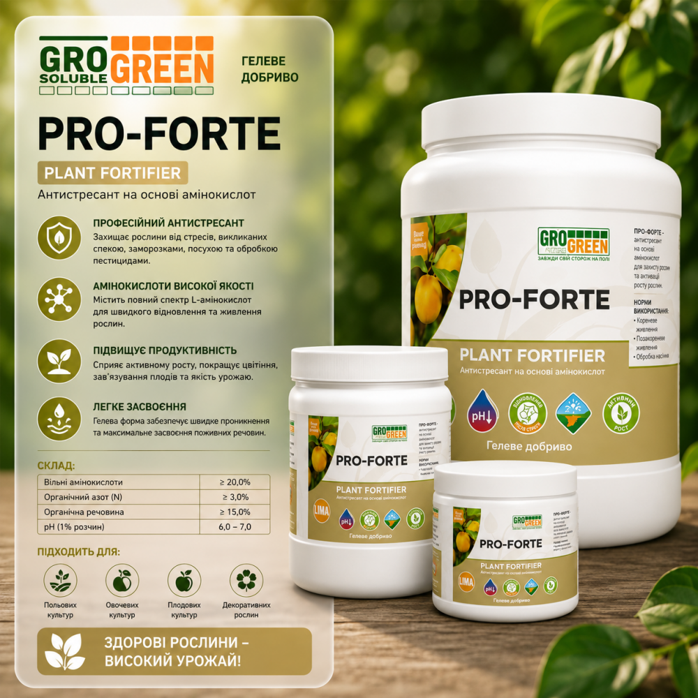 Гелеве добриво ГроГрін Про-Форте > GroGreen Gel Pro-Forte > 1 кг | 5 кг