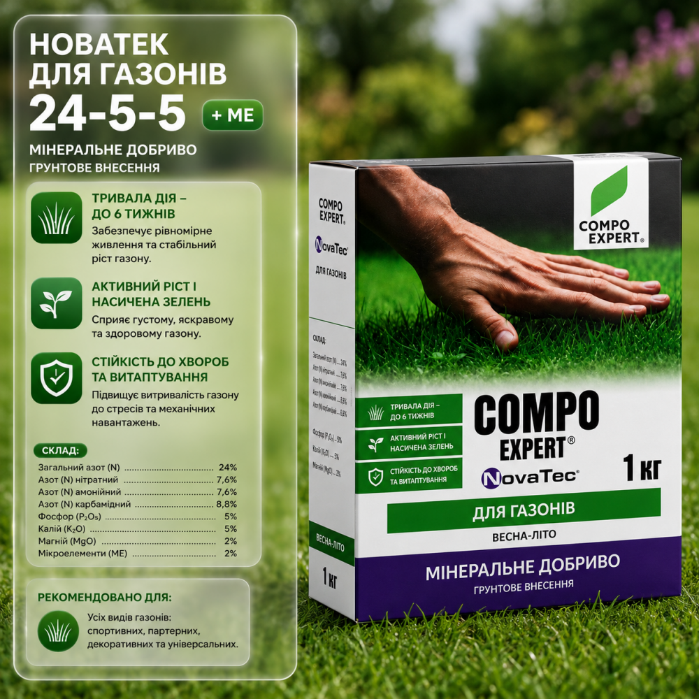 Удобрение Новатек для газонов 24-5-5 > NovaTec N-Max > 1 кг