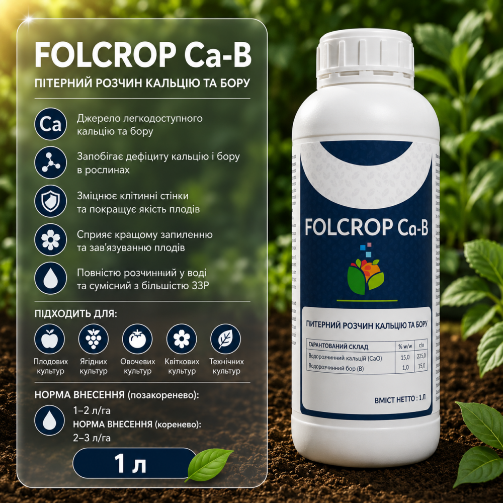 Добриво Фолькроп Кальцій-Бор > Folcrop Ca-B > 1 л