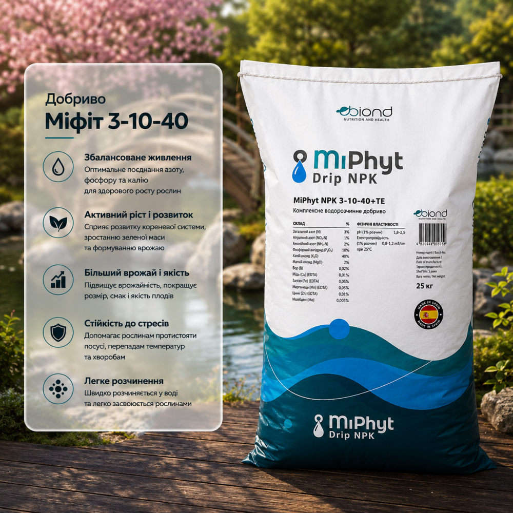 Удобрение МиФит 3-10-40 > MiPhyt > 25 кг