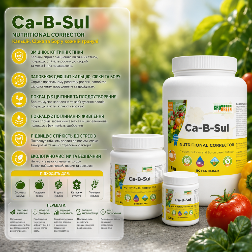 Гелеве добриво ГроГрін Кальцій-Бор > GroGreen Ca-B-Sul > 200 гр | 1 кг | 5 кг 