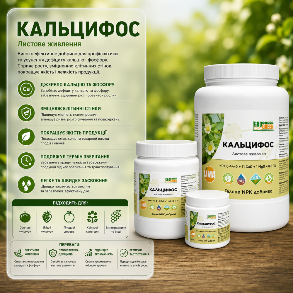 Гелеве добриво ГроГрін Кальцифос 9-64-0 > GroGreen Gel Calciphos > 200 гр | 1 кг | 5 кг